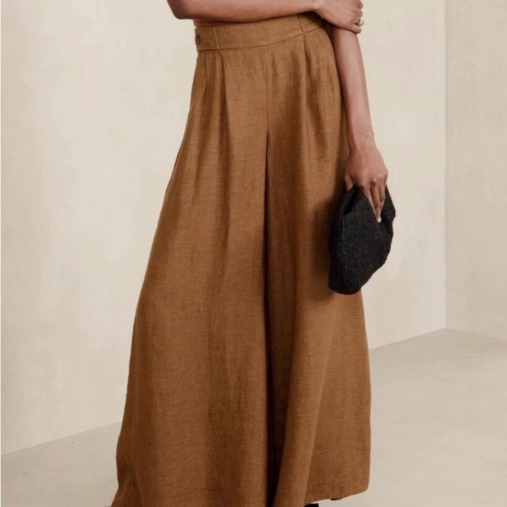 Banana Republic linen rust colored Wide-Leg Pants sz 2